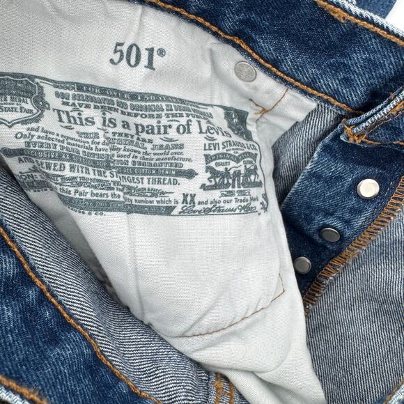 Levi's 501 Jeans Mens 32x30 (33x30 ACTUAL) Distressed Button Fly Blue Denim - Picture 9 of 13